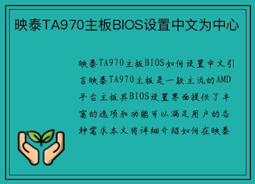映泰TA970主板BIOS设置中文为中心